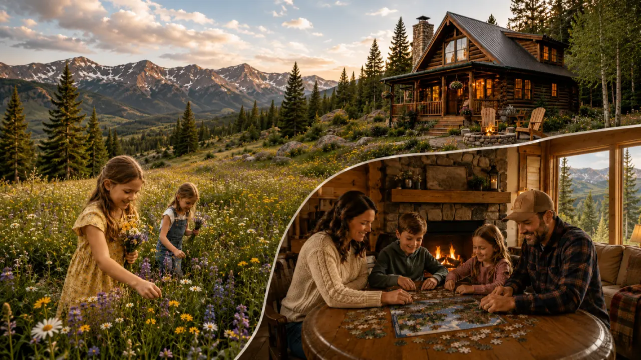 Wildflowers outside, puzzles by the fire